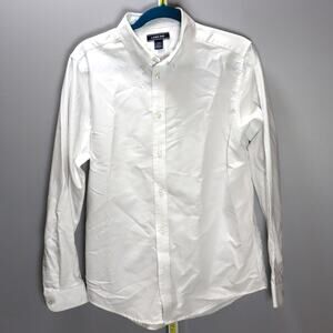 Lands’ End White Button-Down Shirt Youth 20 Long Sleeve Oxford Dress Top‎
